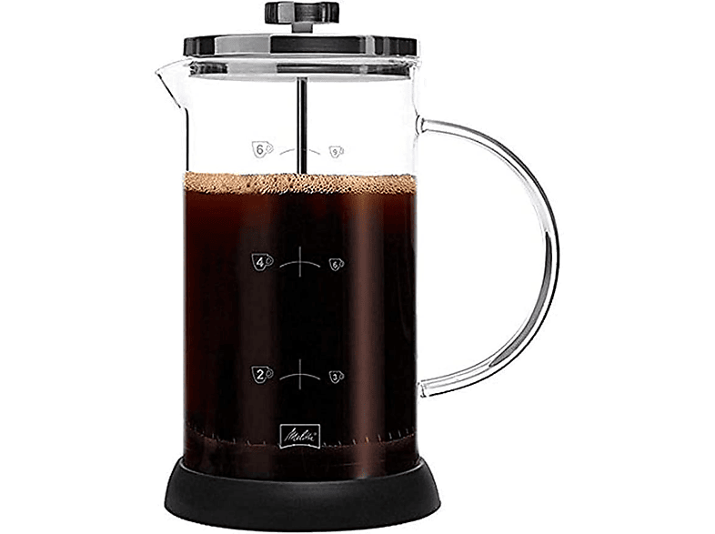 Cafetera de prensa - Melitta 6713355, 9 Tazas, Apta para microondas, Transparente