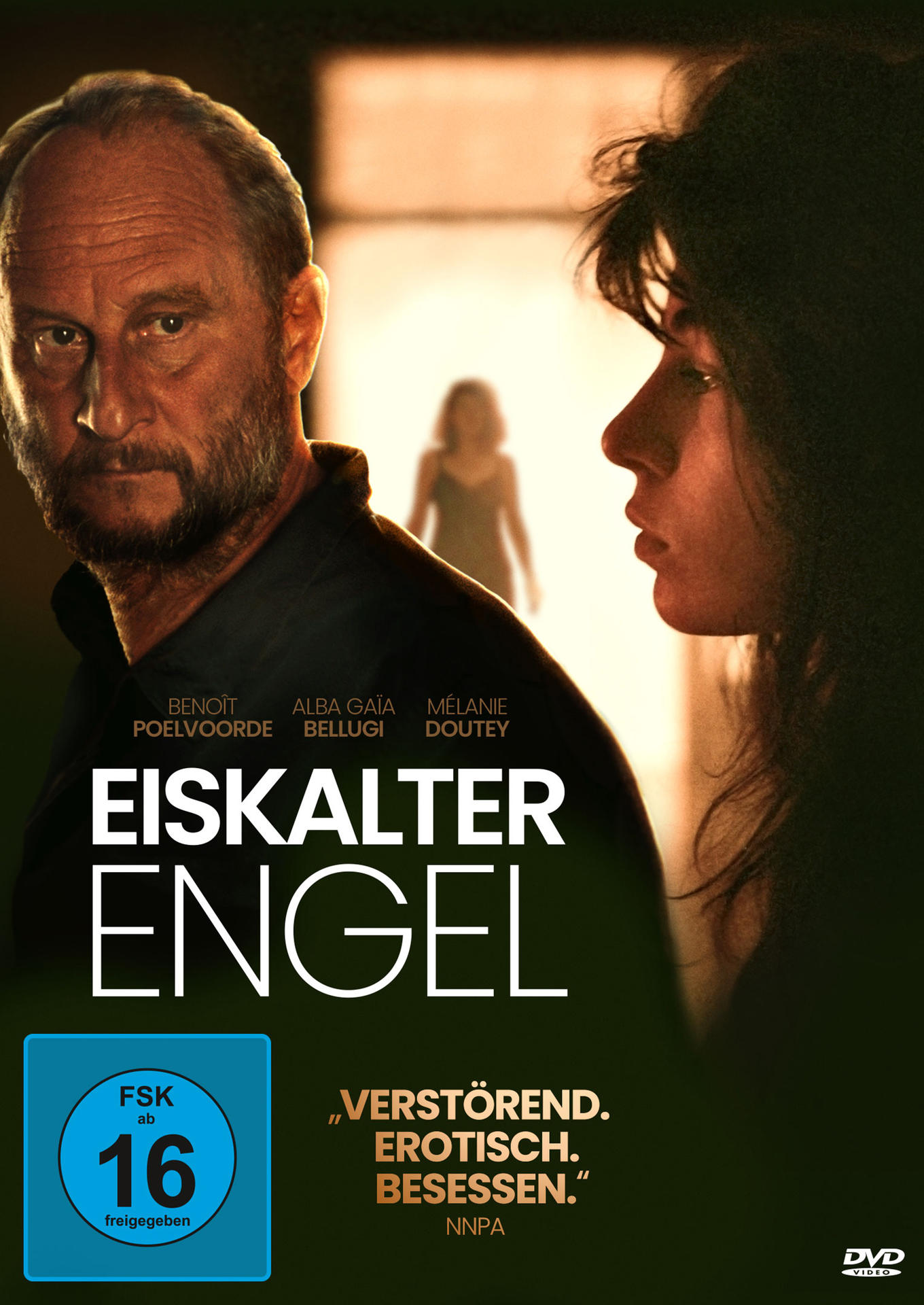 Filmcover mit zwei Personen, die sich ansehen, es gibt Text auf Deutsch.