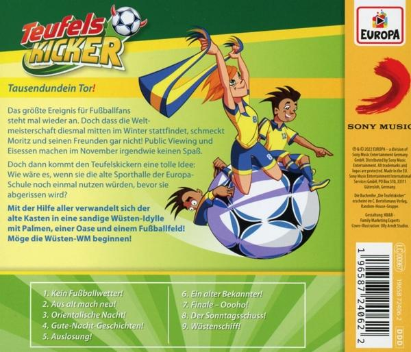 Cartoon-Cover einer Fußball-DVD mit zwei Kindern und einem Fußball.