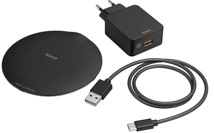 Hama 201687 Wireless Charger-set Fc15 Metal 15w Zwart