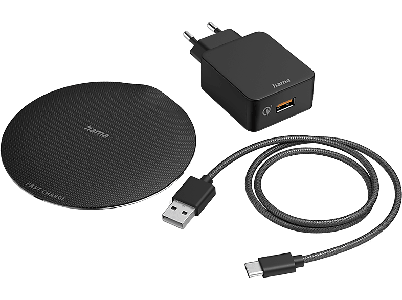 Hama 201687 Wireless Charger-set Fc15 Metal 15w Zwart