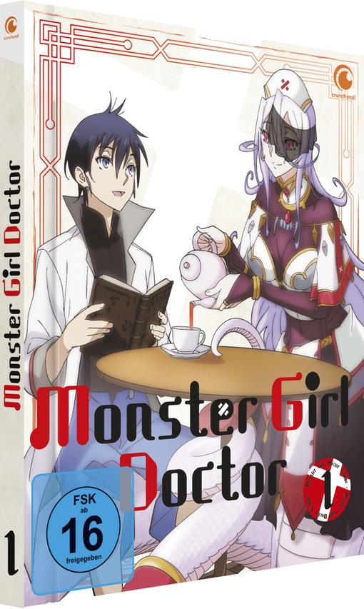DVD-Cover mit Anime-Charakteren und Text 'Monster Girl Doctor' und dem FSK 16-Logo.