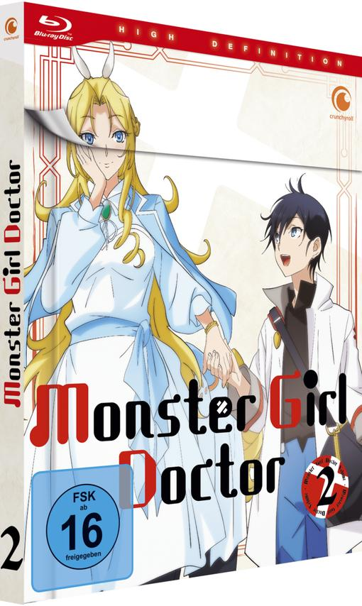 DVD-Hülle mit Anime-Figuren, Titel „Monster Girl Doctor“ und Altersfreigabe.