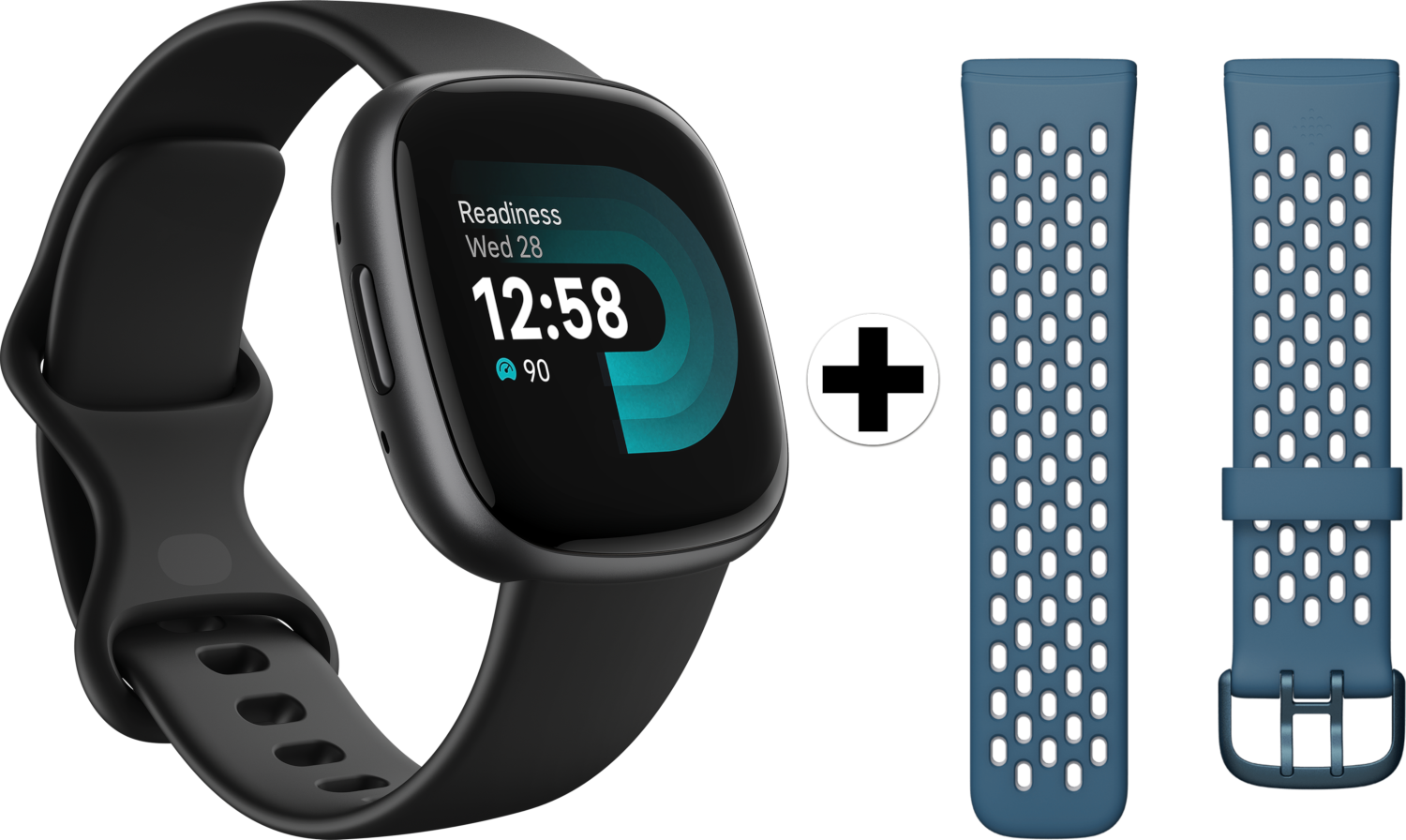 FITBIT Smartwatch Versa 4 Black + Bracelet Bleu (FB523BKBK-EUBNDL)