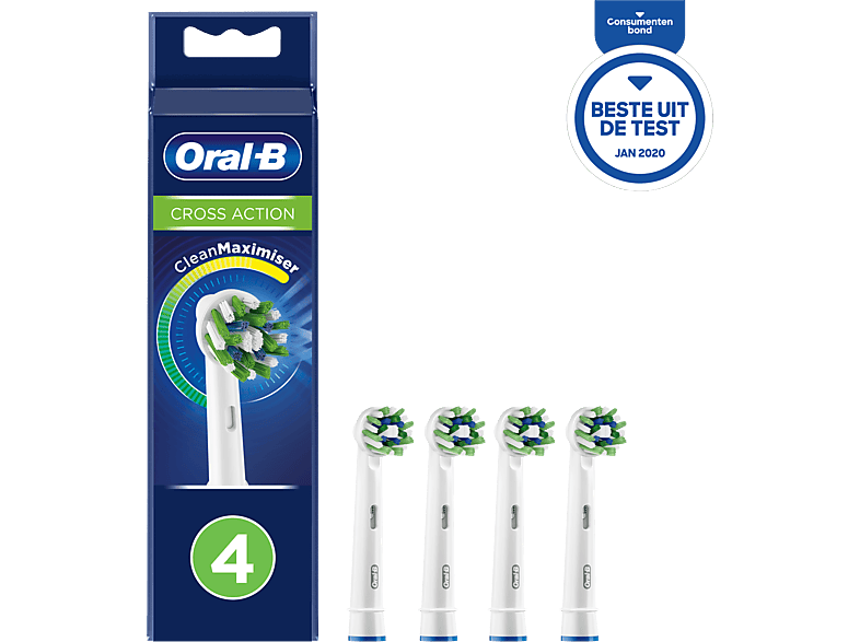 Oral-b Crossaction Opzetborstel Wit Met Cleanmaximiser (4 Stuks)