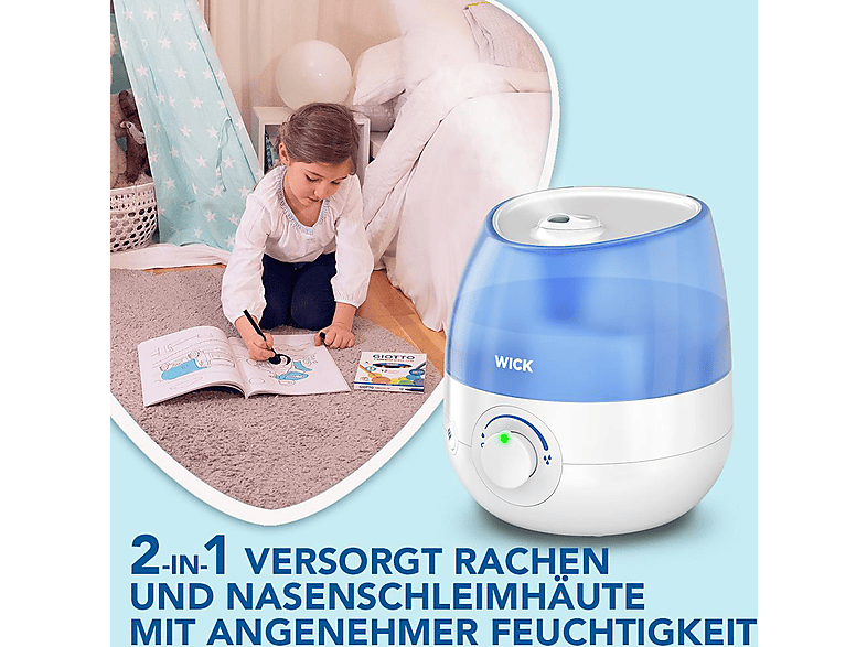 WICK WUL525E4 Luftbefeuchter Weiß/Blau (21 Watt, Raumgröße: 15 m²)