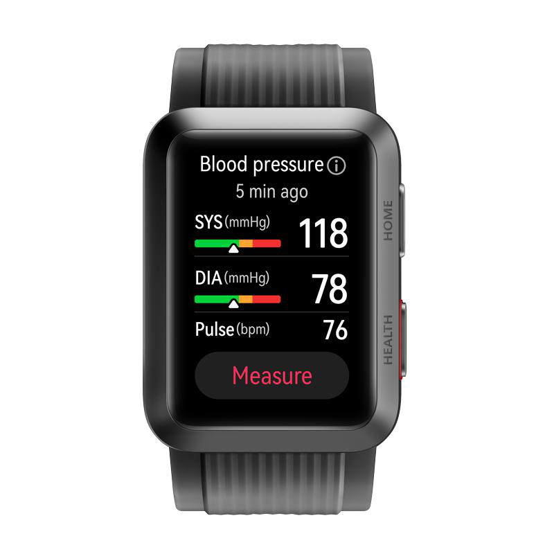 Smartwatch zeigt Blutdruck, Puls und Gesundheitsinfo.