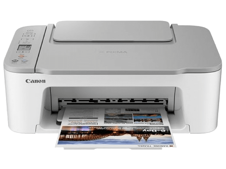 Impresora multifunción - Canon TS3451, Blanco/Negro y Color, 4800 x 1200 DPI, 7 ppm, Con escáner, Blanco