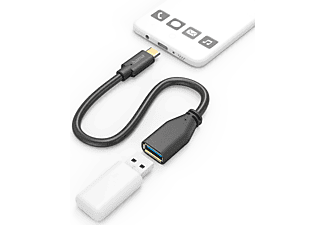 HAMA 201605 USB-C-kabel OTG, USB-A-socket 15cm Zwart