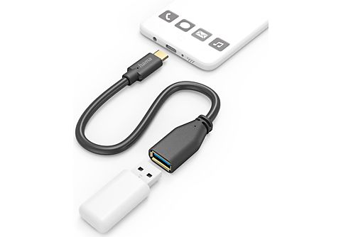 HAMA 201605 USB-C-kabel OTG, USB-A-socket 15cm Zwart