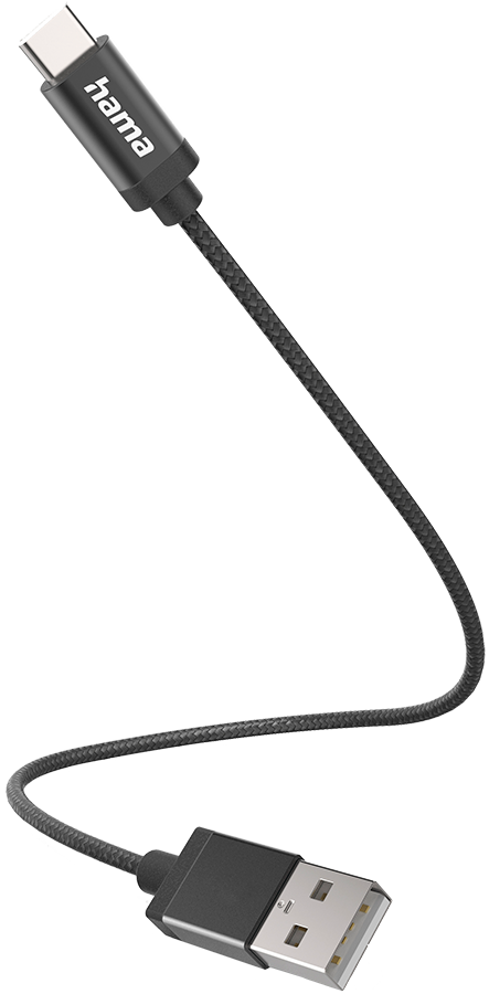 HAMA 201600 Laadkabel USB-A naar USB-C 0.2m Zwart afbeelding
