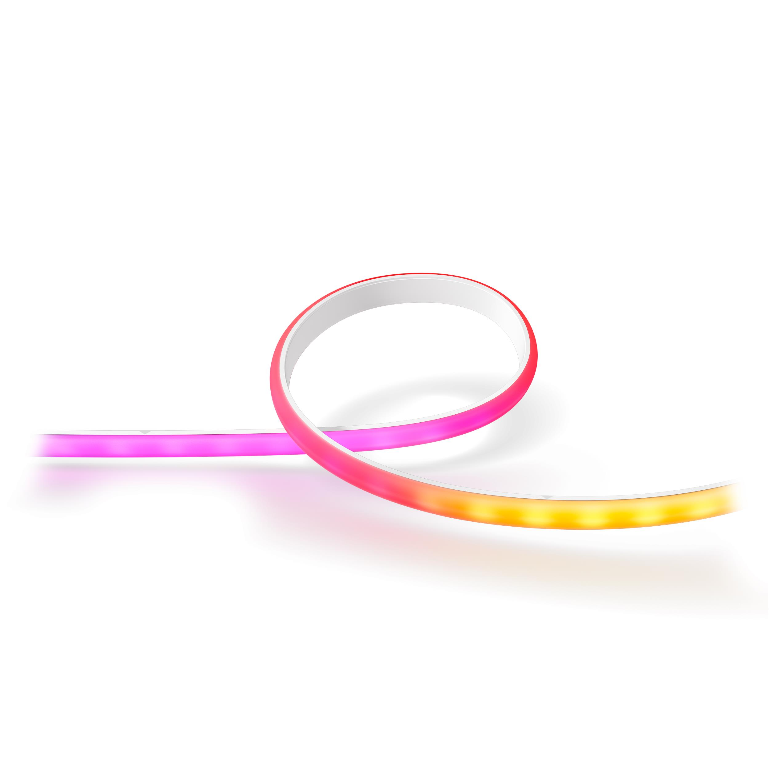 PHILIPS Hue Gradient Lightstrip 2m Basis + E27 White & Col. Amb. E27 1100lm Bundle 16 Mio. Farben, warmweiß, kaltweiß