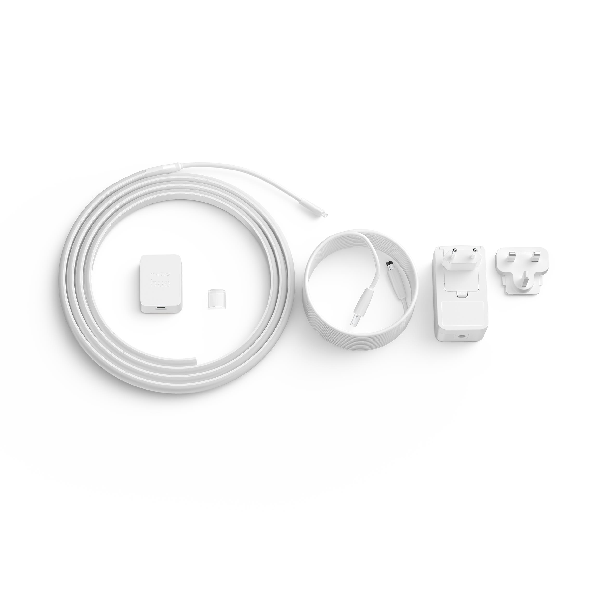 PHILIPS Hue Gradient Lightstrip 2m Basis + E27 White & Col. Amb. E27 1100lm Bundle 16 Mio. Farben, warmweiß, kaltweiß