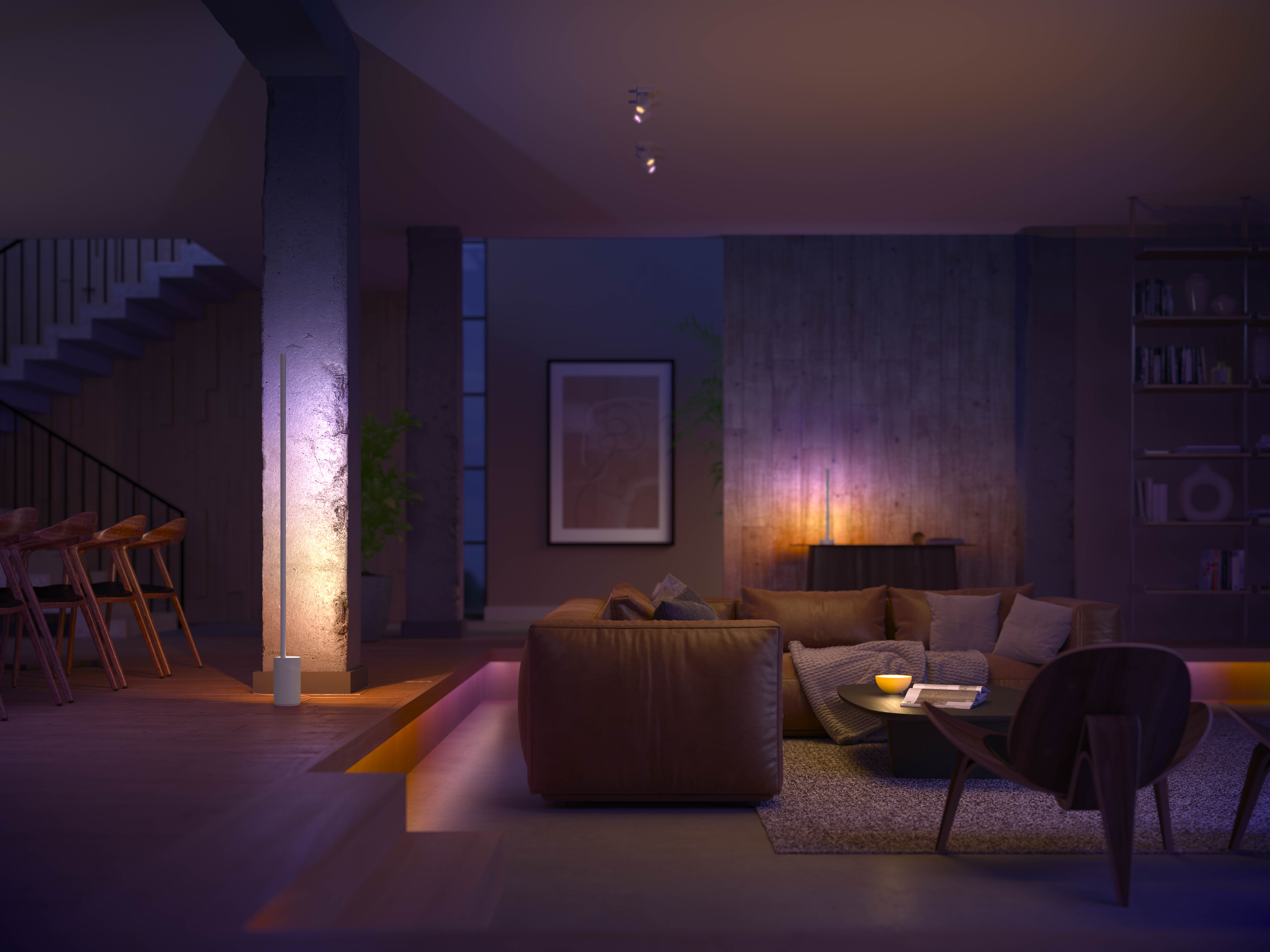 PHILIPS Hue Gradient Lightstrip 2m Basis + E27 White & Col. Amb. E27 1100lm Bundle 16 Mio. Farben, warmweiß, kaltweiß