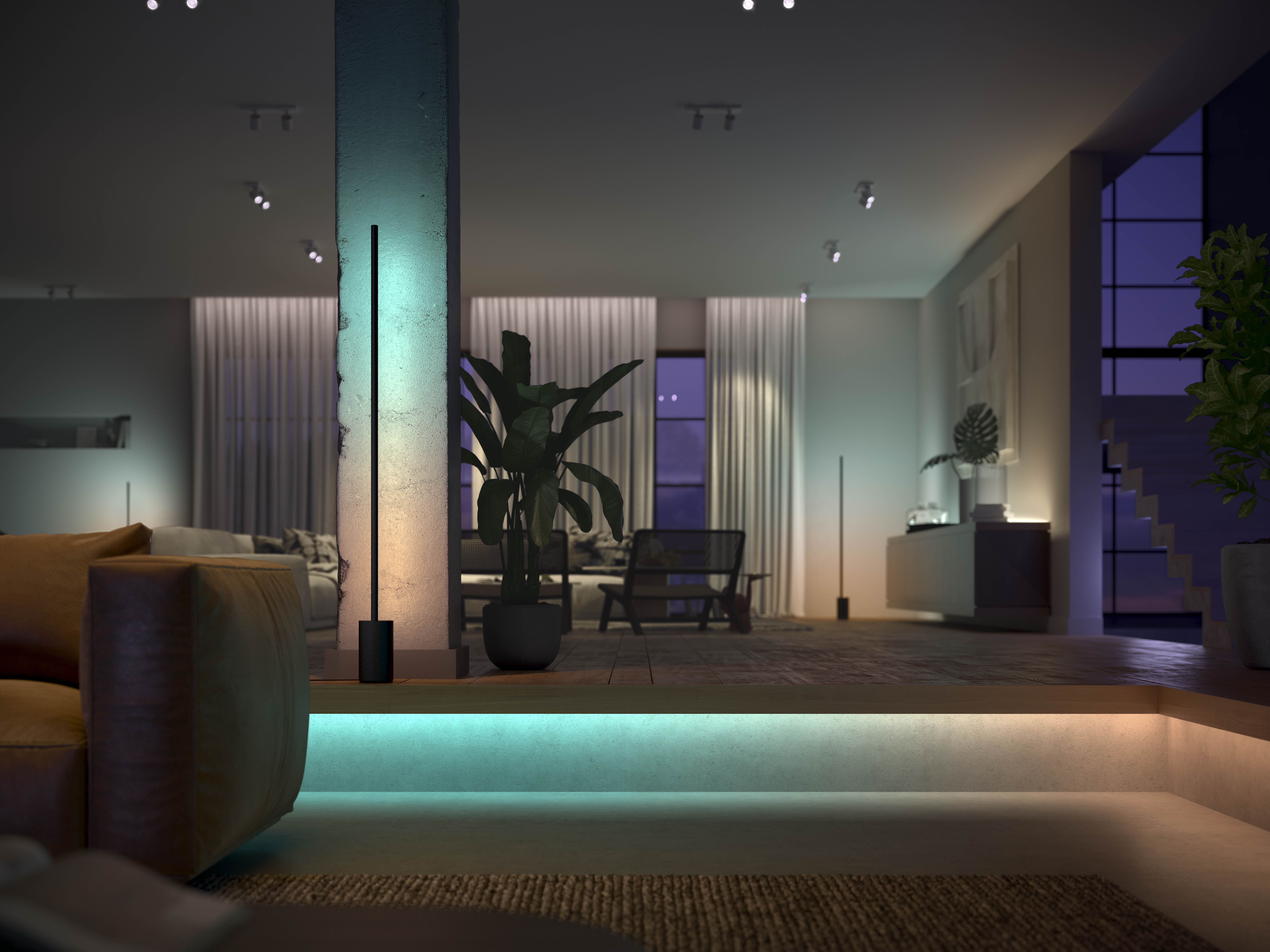 PHILIPS Hue Gradient Lightstrip 2m Basis + E27 White & Col. Amb. E27 1100lm Bundle 16 Mio. Farben, warmweiß, kaltweiß