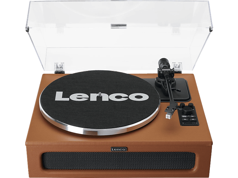 Lenco LS-430BN Plattenspieler mit 4 eingebauten Lautsprechern, Braun