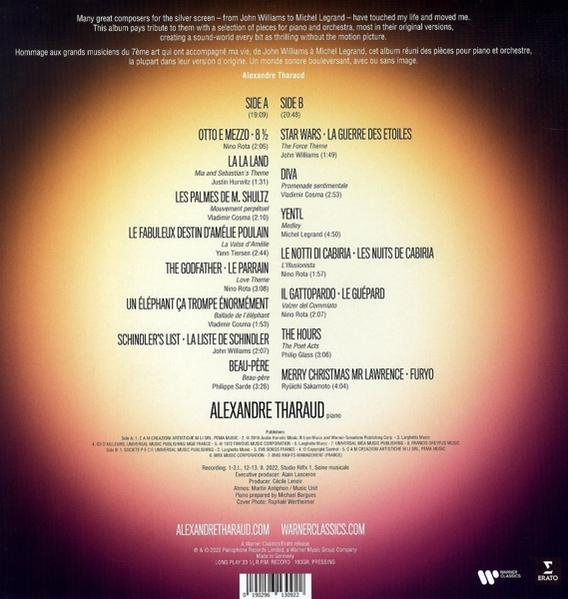 Rückseite einer CD-Hülle mit Text, der Songs und Credits auflistet. Album ist 'Alexander Tharaud' performt.