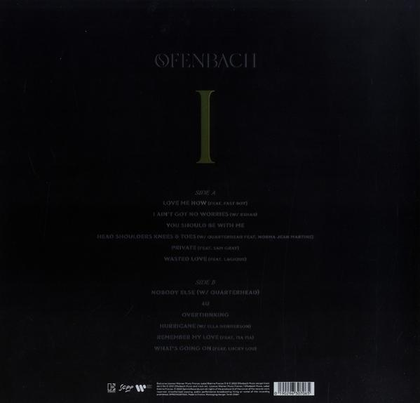 Albumcover mit Titelliste. Schwarzer Hintergrund, OFENBACH und Albumtitel.