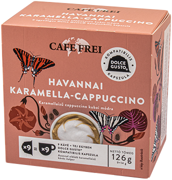 CAFE FREI Havannai Tej-Caramel Cappuccino, Dolce Gusto kompatibilis kávékapszula, 9db