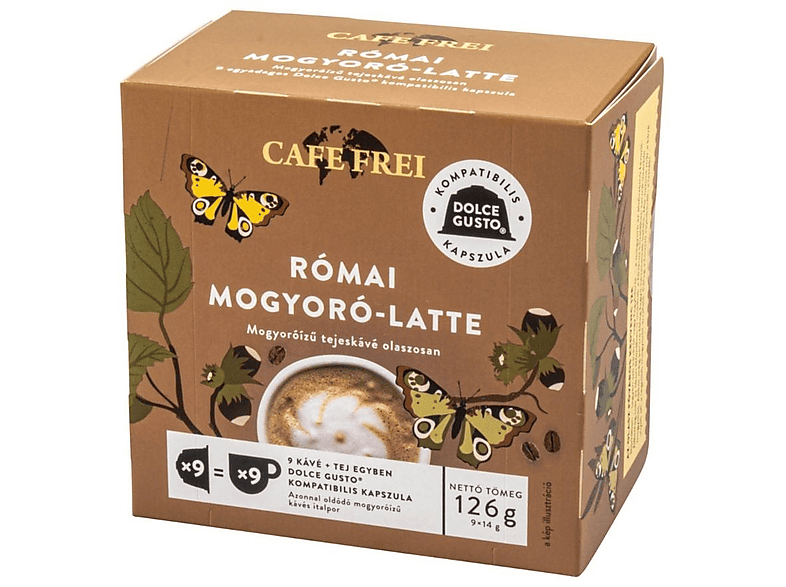 CAFE FREI Római Mogyoró Latte, Dolce Gusto kompatibilis kávékapszula, 9db