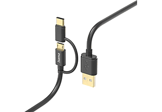 HAMA 201533 Laadkabel 2-in-1 USB-C + micro-USB 1m Zwart