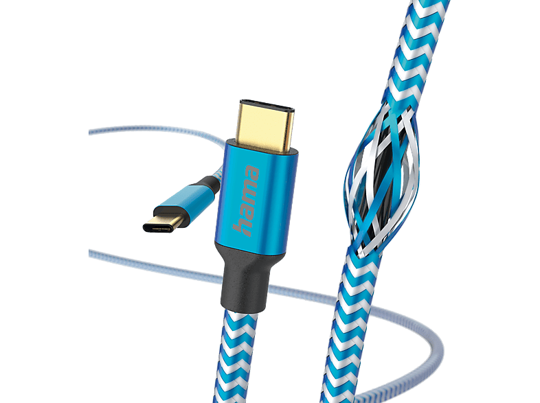 Hama Reflective USB-kabel 1,5 m USB 2.0 USB C Blauw