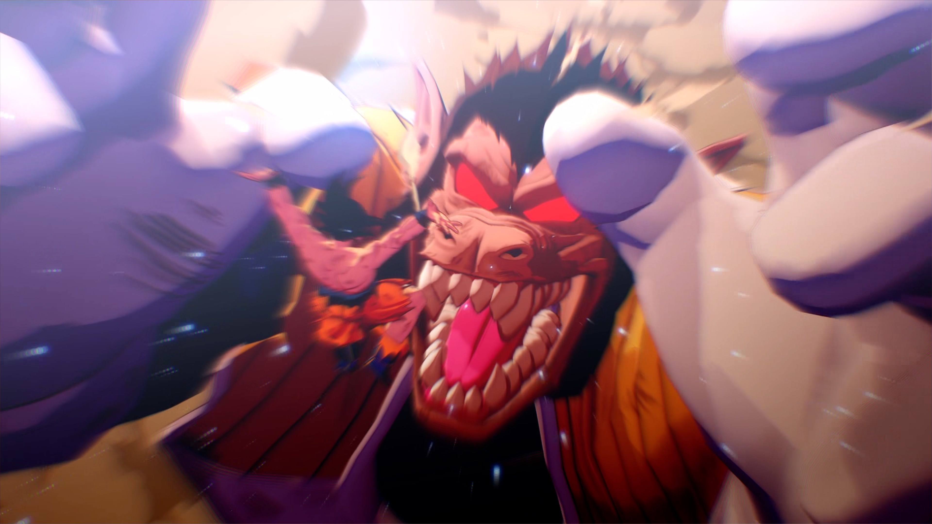 Un monstre du jeu Dragon Ball Z attaque un personnage.