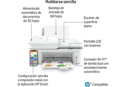 Impresora multifunción  HP DeskJet 4122e, WiFi, USB, color, 6