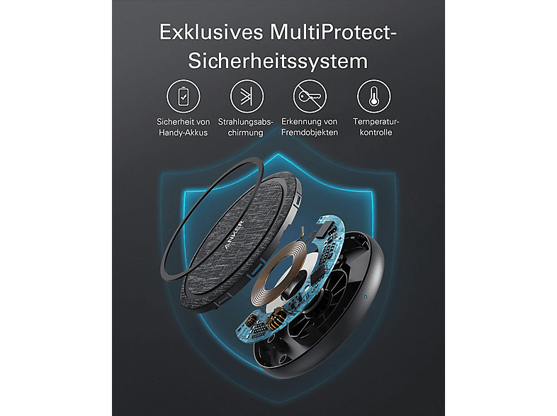 ANKER PowerWave II Induktive Ladestation Universal 15 Watt, Grau