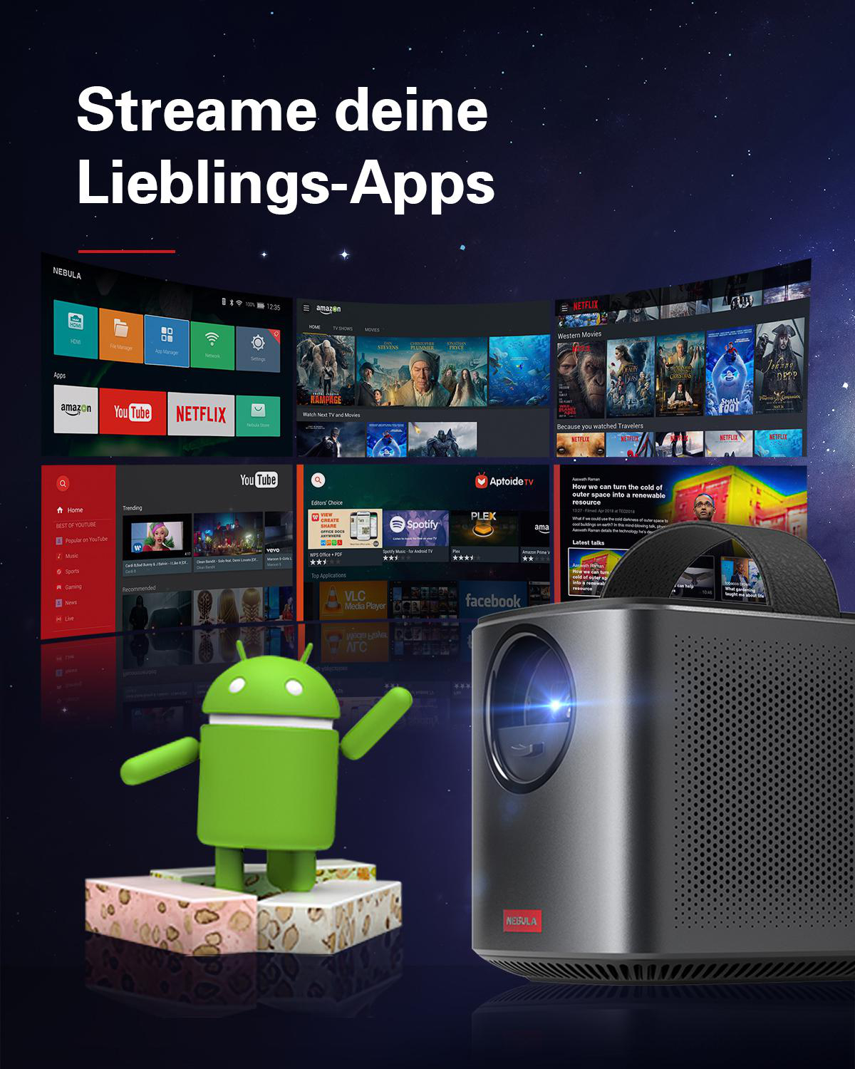 ANKER Nebula Mars II Pro Beamer(WXGA, 500 Lumen, WLAN)