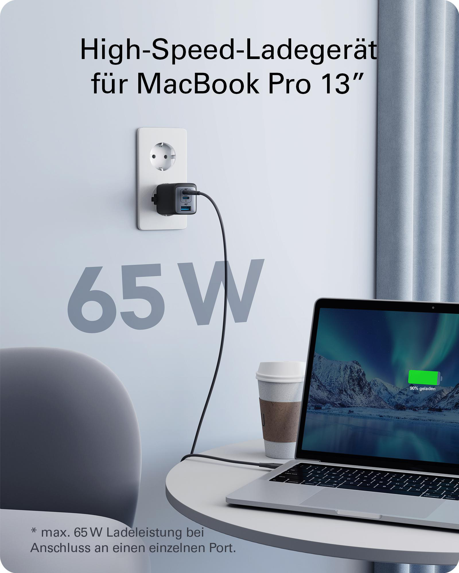 ANKER PowerPort III 65 Watt Netzteil Universal, Schwarz