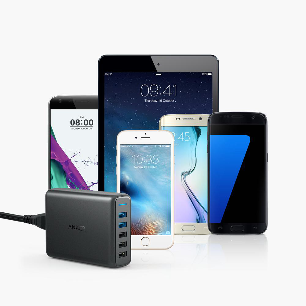 ANKER PowerPort Speed 5 Ladegerät Universal, 3.6 - 12 Volt 63 Watt, Schwarz