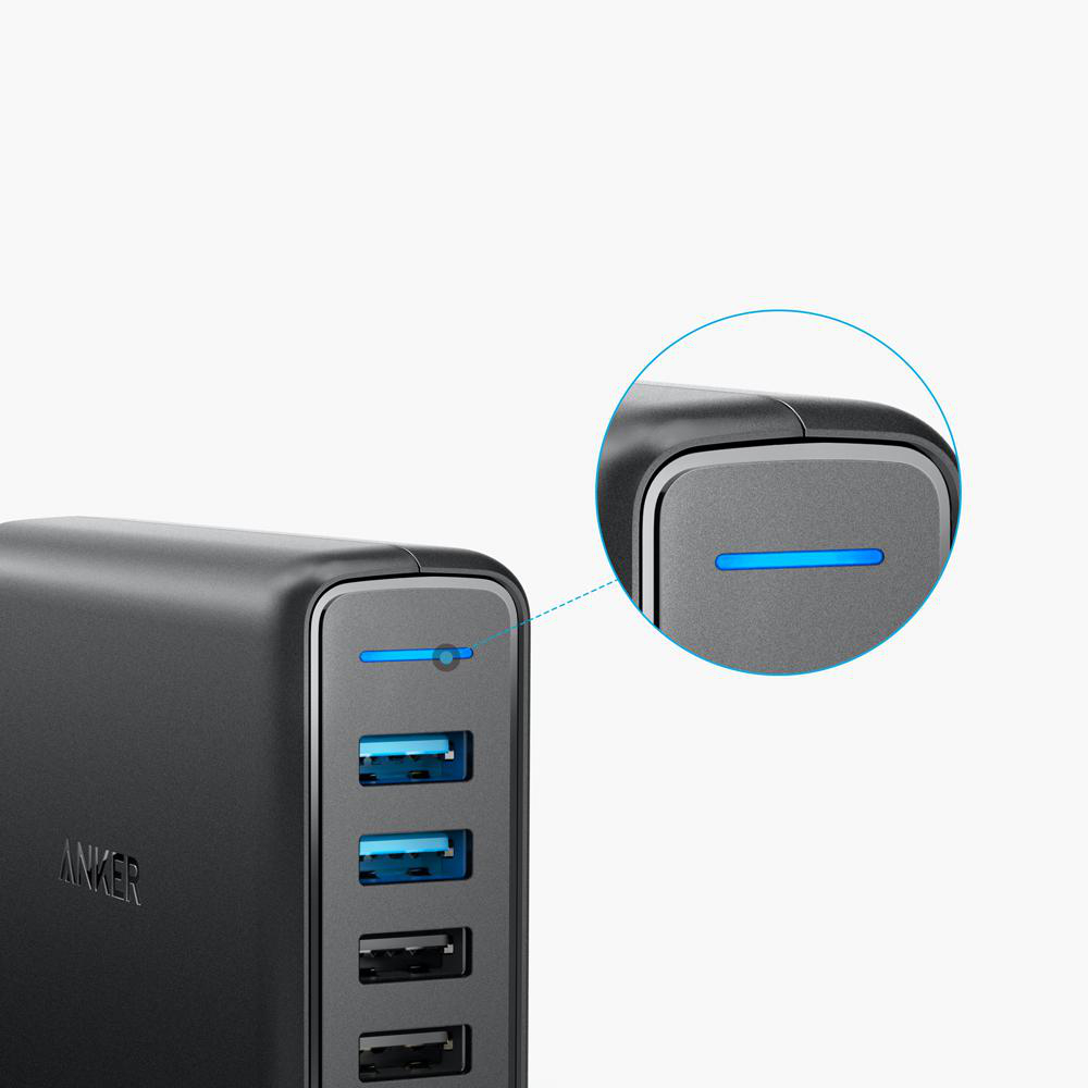 ANKER PowerPort Speed 5 Ladegerät Universal, 3.6 - 12 Volt 63 Watt, Schwarz