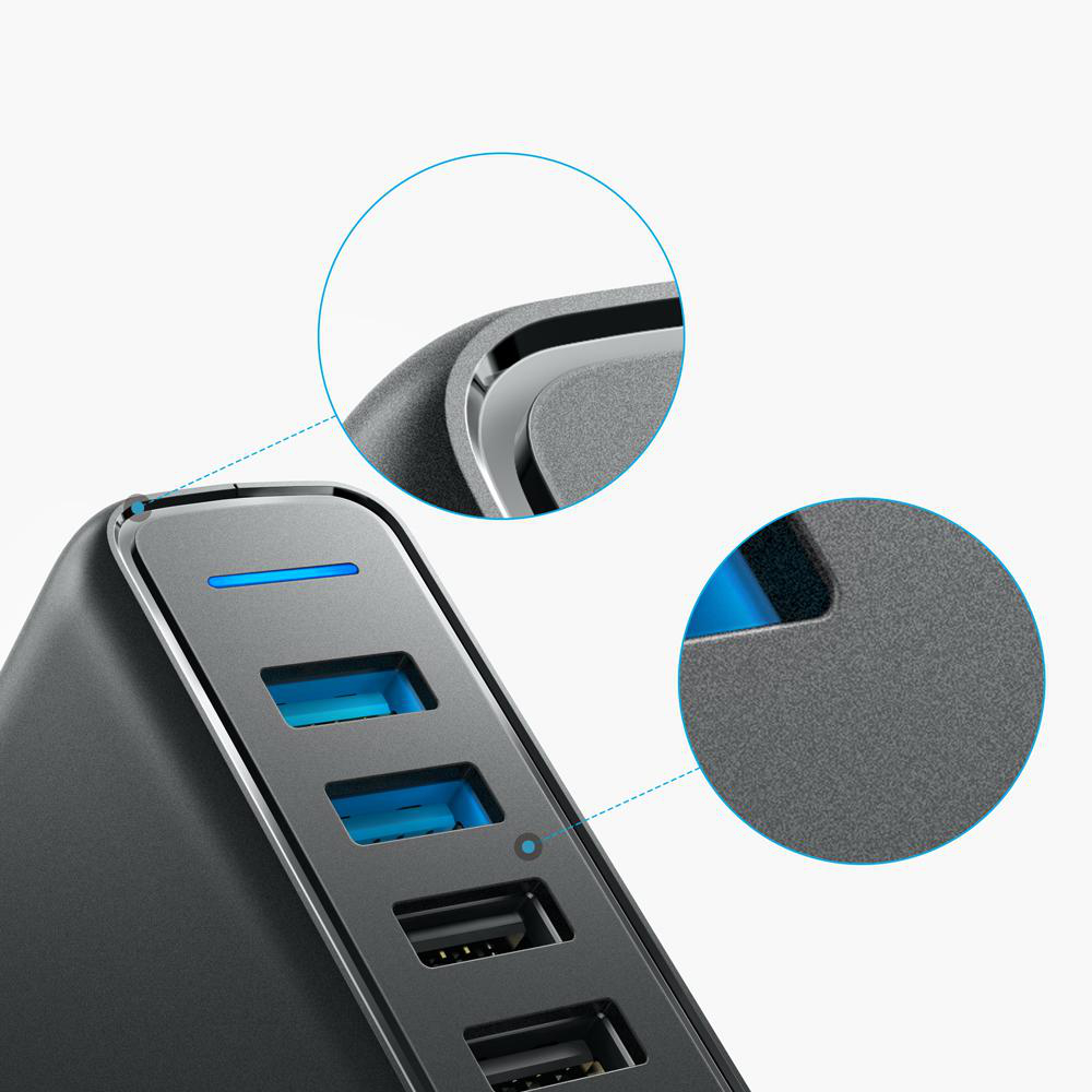 ANKER PowerPort Speed 5 Ladegerät Universal, 3.6 - 12 Volt 63 Watt, Schwarz