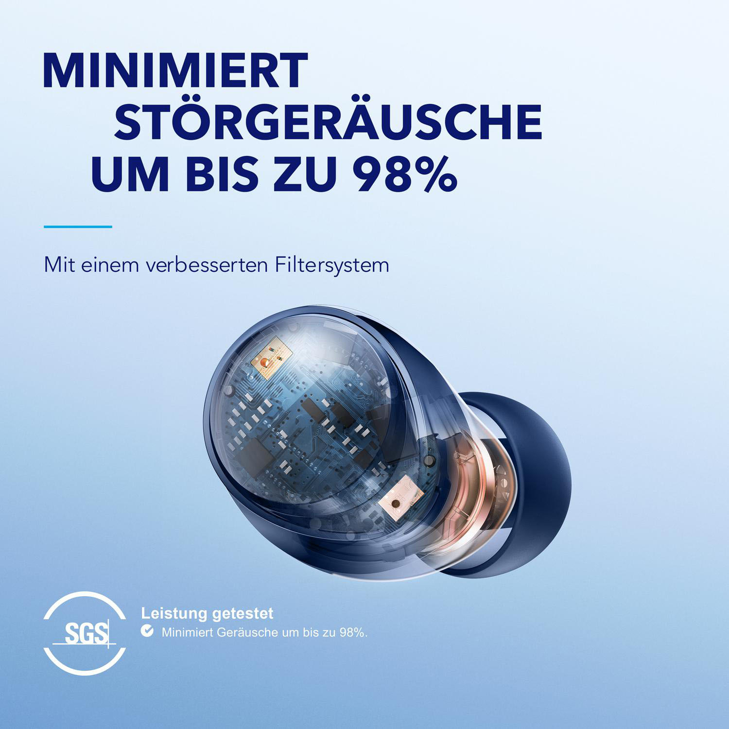 SOUNDCORE BY ANKER Soundcore Space A40 mit Mikrofon True Wireless, In-ear Kopfhörer Bluetooth Blue