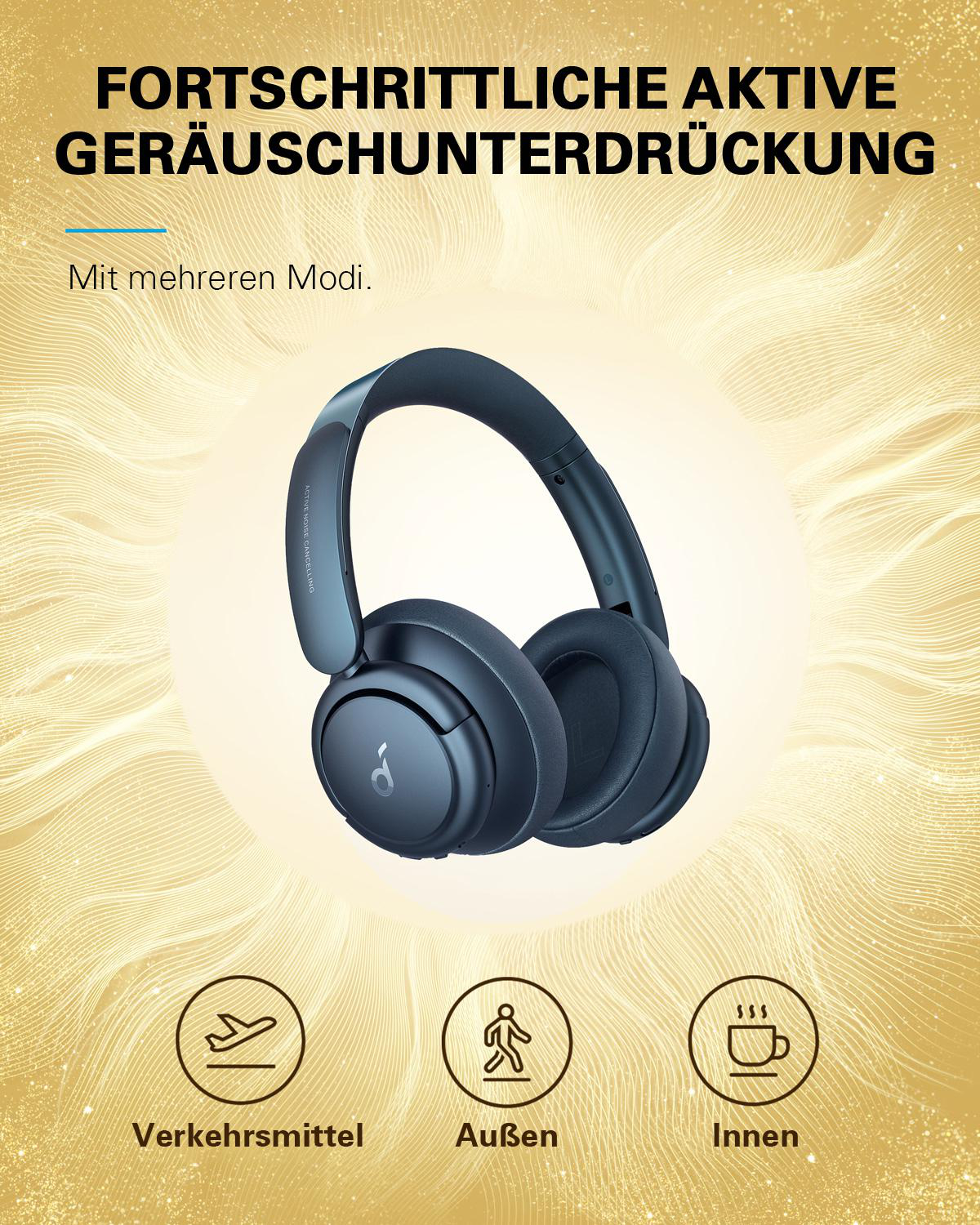 SOUNDCORE BY ANKER Soundcore Life Q35, Over-ear Kopfhörer Bluetooth Blau