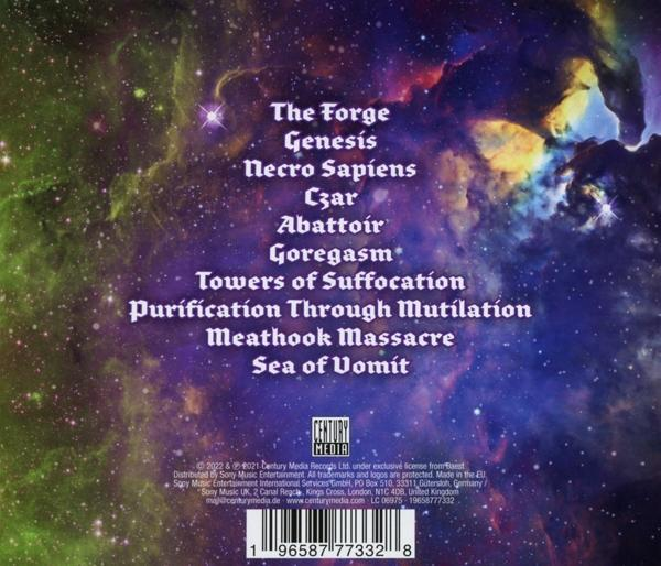 Albumcover mit Titelliste und Weltraum-Hintergrund.