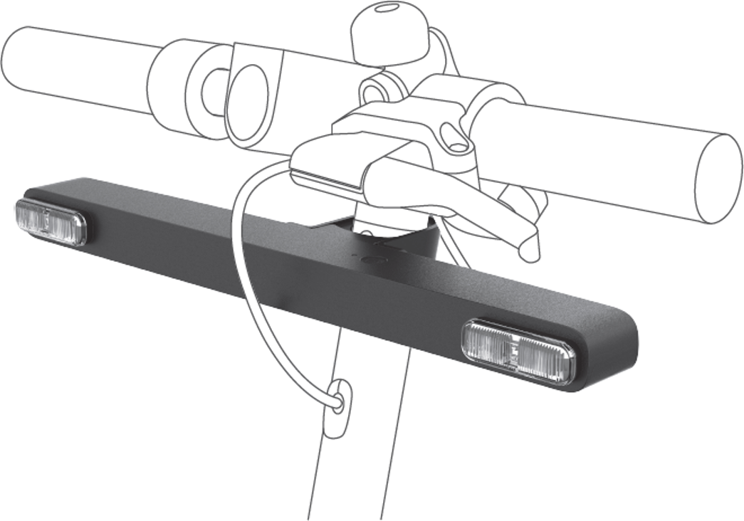 Arte lineare in bianco e nero di un manubrio di scooter con un accessorio di luce.