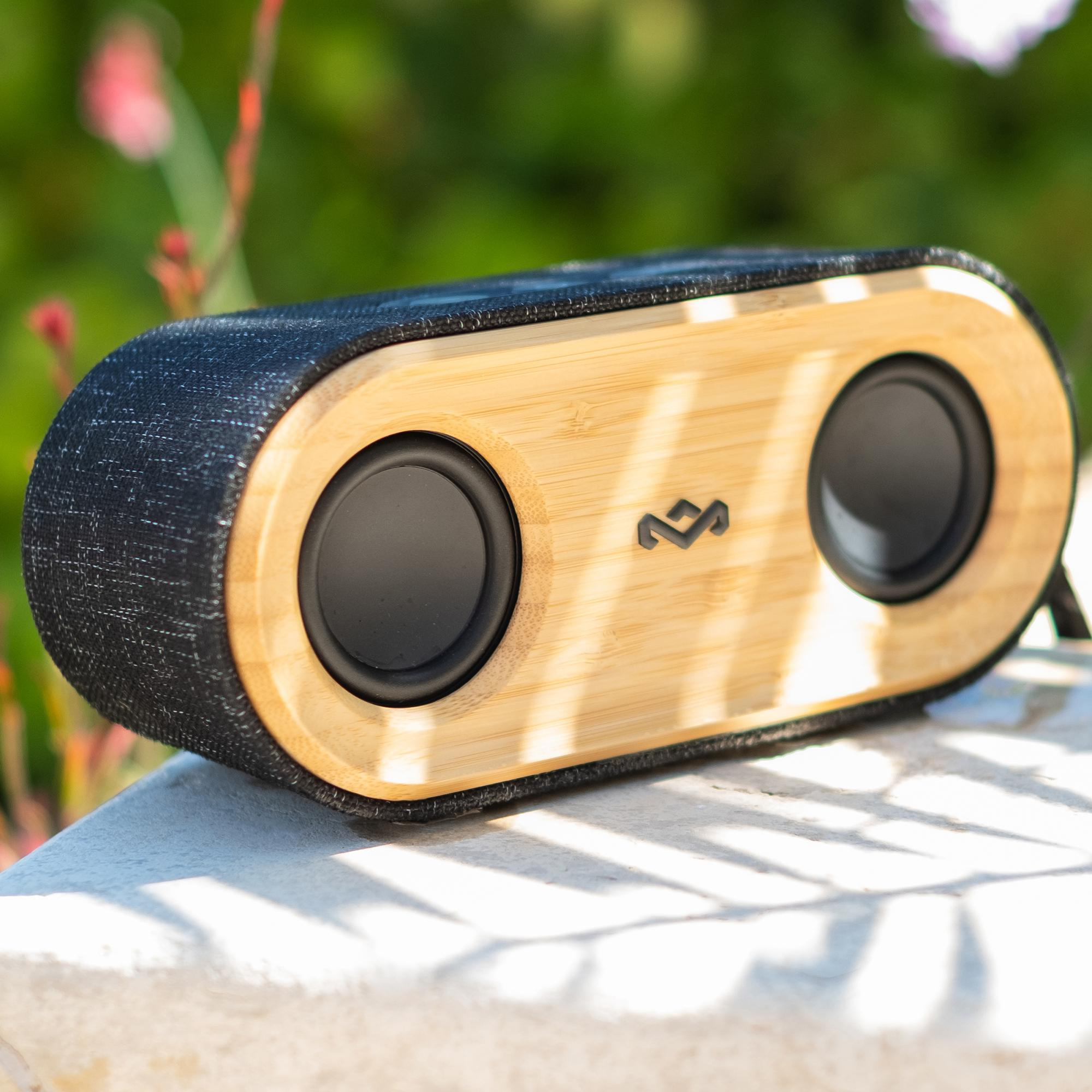 HOUSE OF MARLEY Get Together 2 Mini Bluetooth-Lautsprecher, Holz/Schwarz, Wasserfest