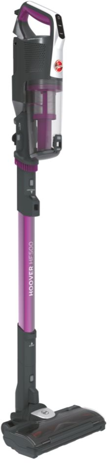 Aspirateur vertical en rose et noir.