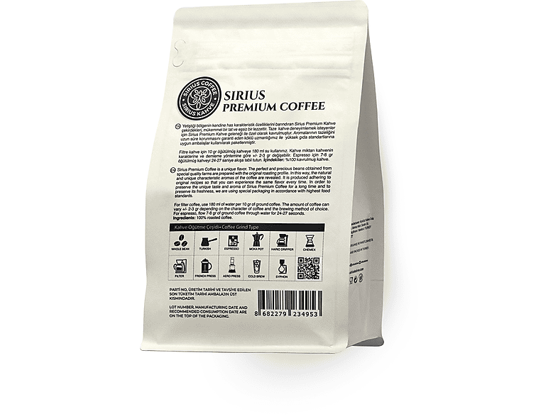 SIRIUS Premium Espresso Blend Portofino 250G Çekirdek Kahve_1