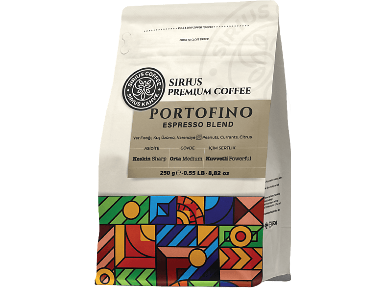 SIRIUS Premium Espresso Blend Portofino 250G Çekirdek Kahve