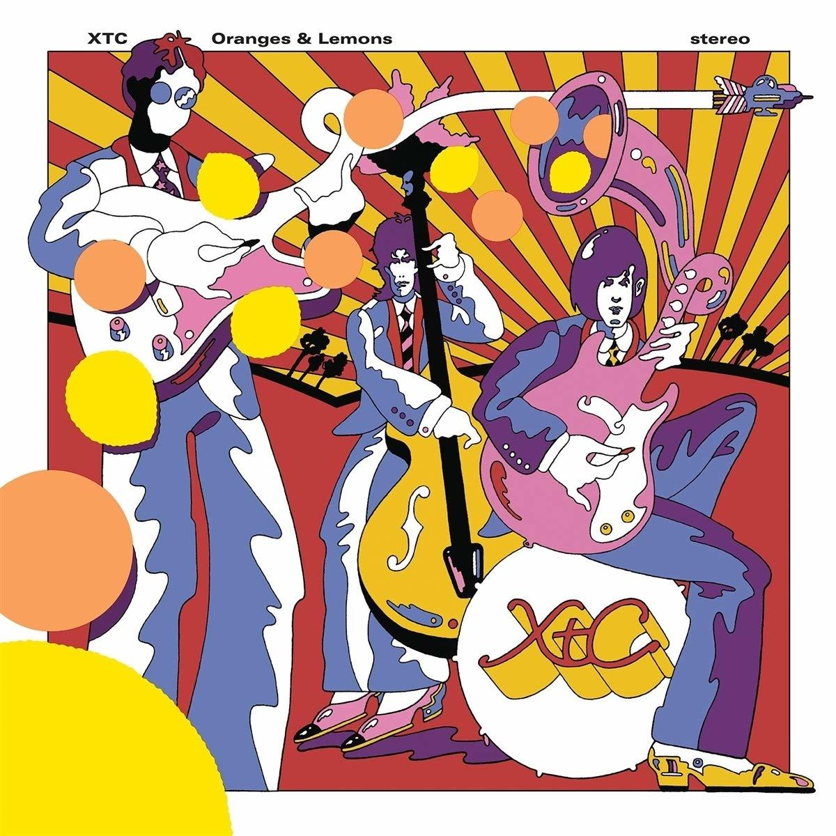Az XTC album borítója három rajzfilmfigurával. Narancsok és citromok láthatók.
