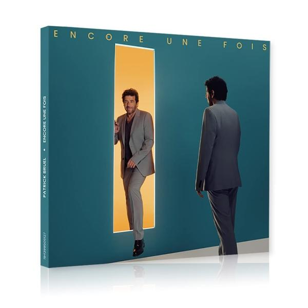Pochette d'album avec deux hommes en costume, un dans une porte, fond turquoise.