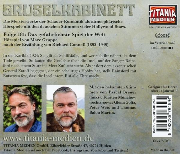 Gruselkabinett - Das gefährlichste Spiel der Welt - Folge 181  - (CD)