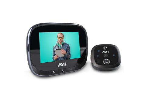 Mirilla inteligente  AYR 762, 720p, WiFi, Pantalla LCD, Detección  movimiento, Negro