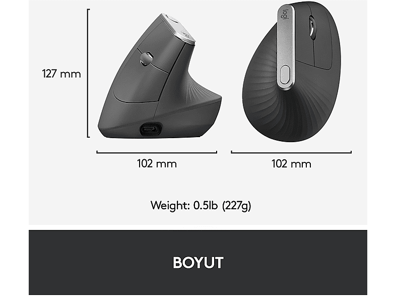 LOGITECH MX Vertical Gelişmiş Ergonomik Dikey Mouse - Siyah_6