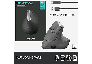 LOGITECH MX Vertical Gelişmiş Ergonomik Dikey Mouse - Siyah_8