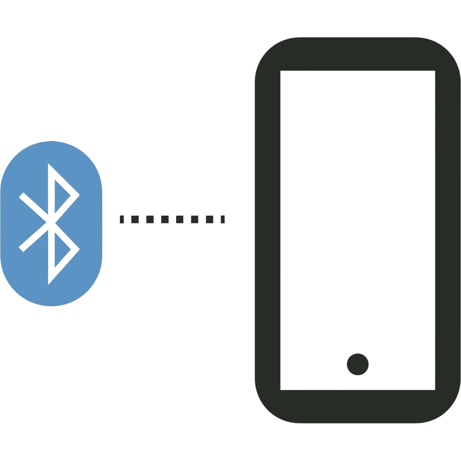 Een Bluetooth-pictogram verbonden met een smartphone, dat het koppelen illustreert.