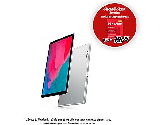 Tablet - Lenovo Tab M10 Plus, 10.3" Full HD, Helio P22T, 4GB RAM, 64 GB, Android 9.0, WiFi, Platinum Grey